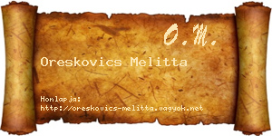 Oreskovics Melitta névjegykártya